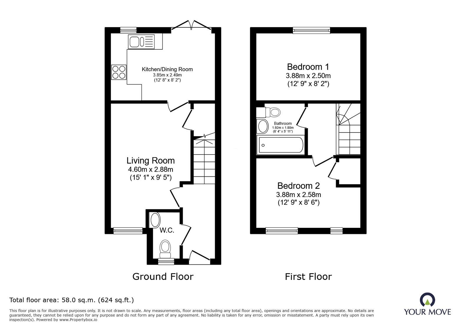 Floorplan of 2 bedroom Detached House for sale, Swinburn Road, Andover, Hampshire, SP11