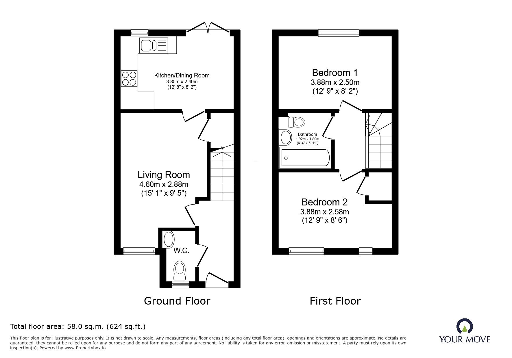 Floorplan of 2 bedroom Detached House for sale, Swinburn Road, Andover, Hampshire, SP11