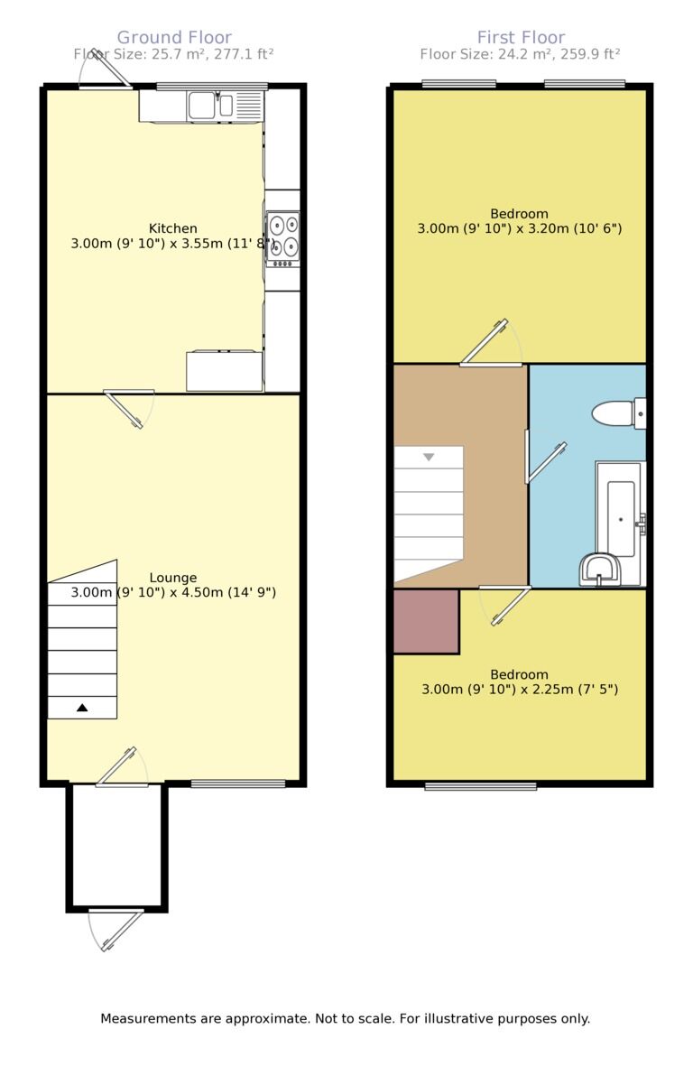 Floorplan of 2 bedroom Mid Terrace House to rent, Meadow Grove, Sellindge, Kent, TN25