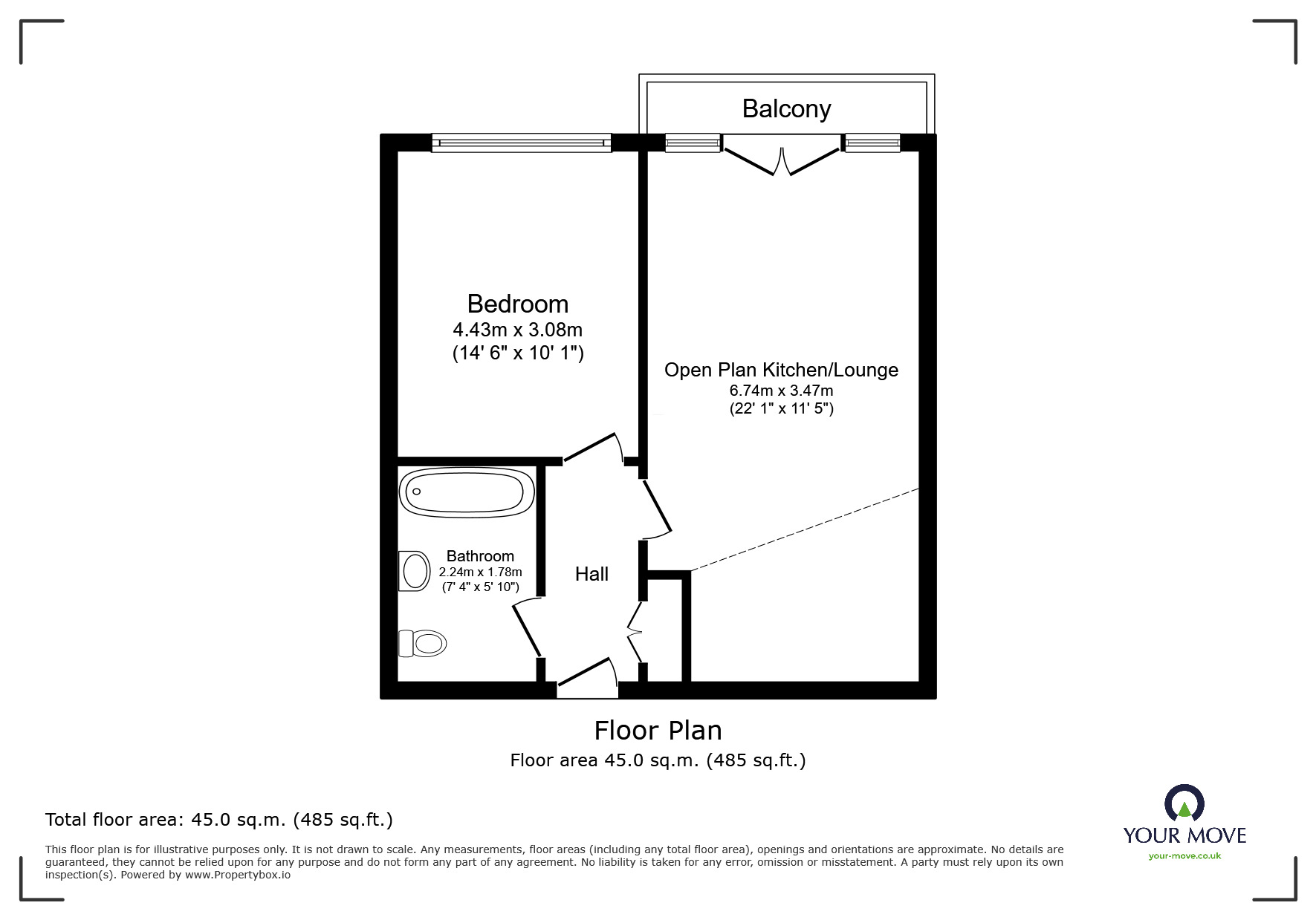 Floorplan of 1 bedroom  Flat to rent, Godinton Road, Ashford, Kent, TN23
