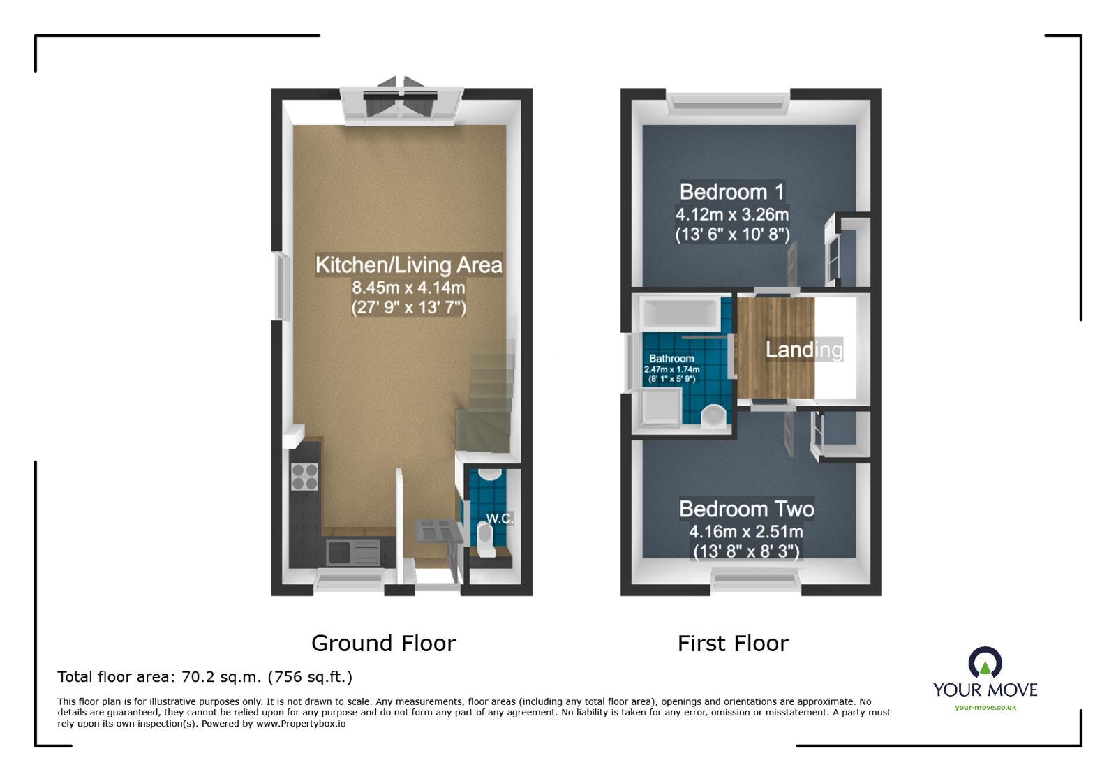 Floorplan of 2 bedroom Semi Detached House to rent, Harrier Drive, Finberry, Ashford, TN25