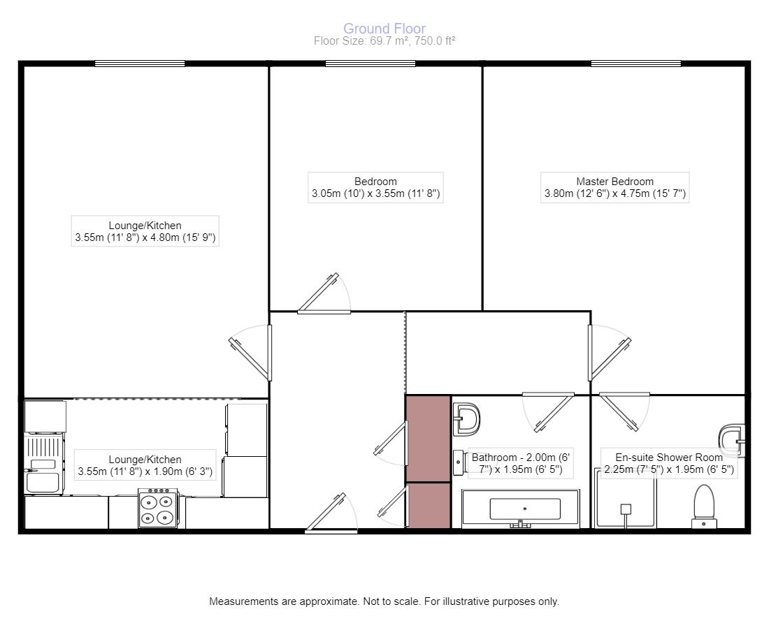 Floorplan of 2 bedroom Flat to rent, Gemstone Court, Quartz Way, Sittingbourne, ME10
