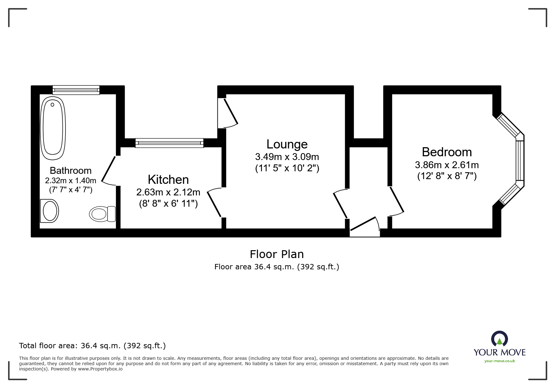 Floorplan of 1 bedroom  Flat to rent, Park Road North, Ashford, Kent, TN24
