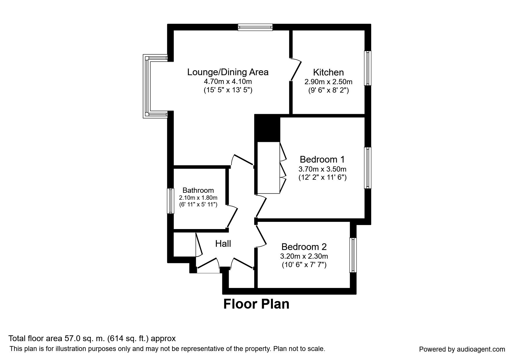 Floorplan of 2 bedroom Flat to rent, Brisley Close, Kingsnorth, Kent, TN23