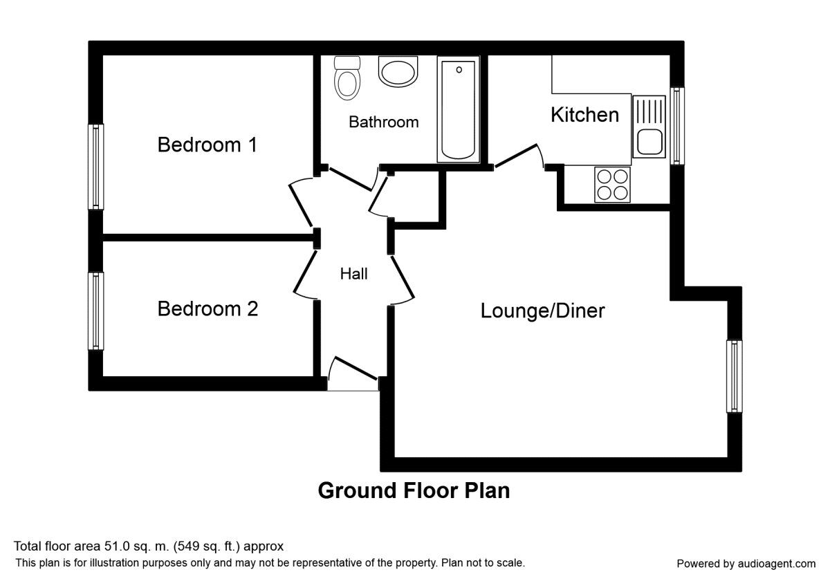 Floorplan of 2 bedroom  Flat for sale, Richard Hillary Close, Ashford, Kent, TN24