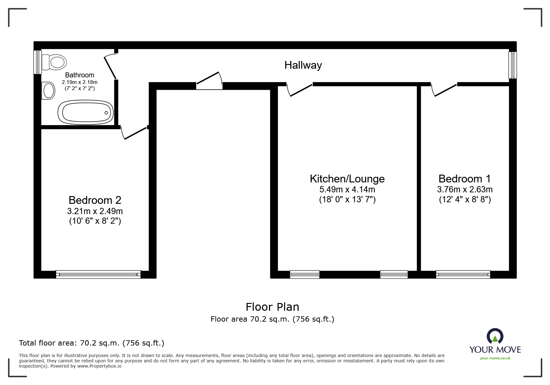 Floorplan of 2 bedroom  Flat to rent, London Street, Folkestone, Kent, CT20