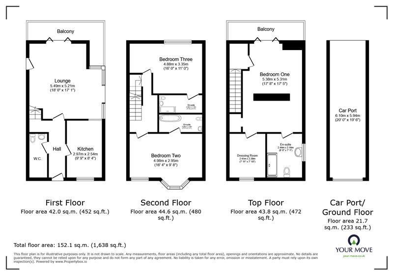 Floorplan of 3 bedroom Mid Terrace House to rent, Riverside Walk, Ashford, Kent, TN23