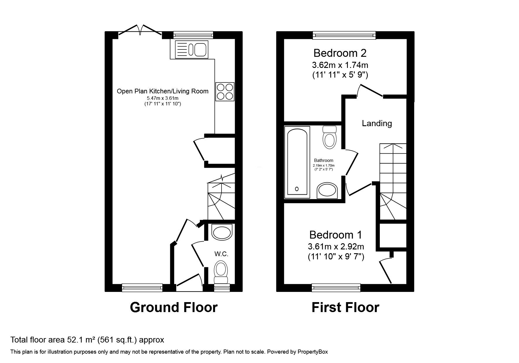 Floorplan of 2 bedroom Semi Detached House to rent, Poppy Mead, Kingsnorth, Kent, TN23