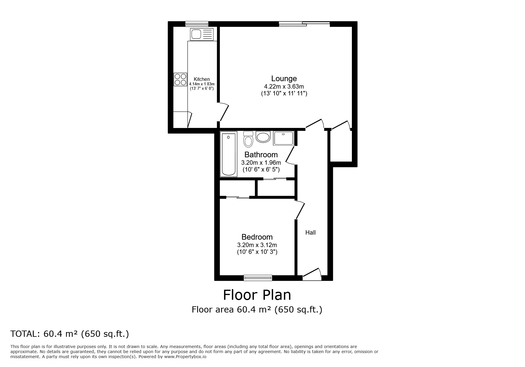 Floorplan of 1 bedroom Flat to rent, Loudon Court Loudon Way, Ashford, Kent, TN23