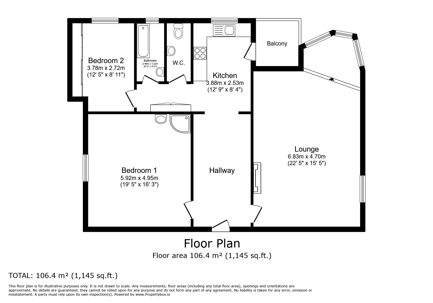 Floorplan of 2 bedroom  Flat for sale, Earls Avenue, Folkestone, Kent, CT20