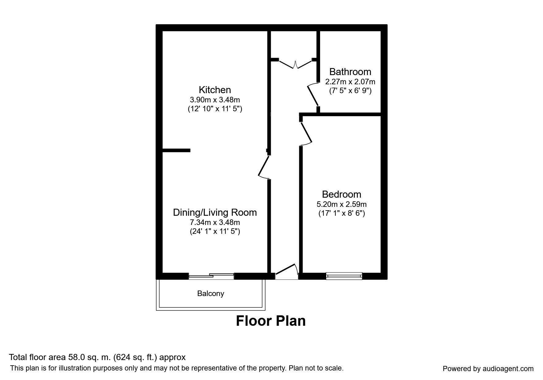 Floorplan of 1 bedroom  Flat for sale, Repton Avenue, Ashford, Kent, TN23