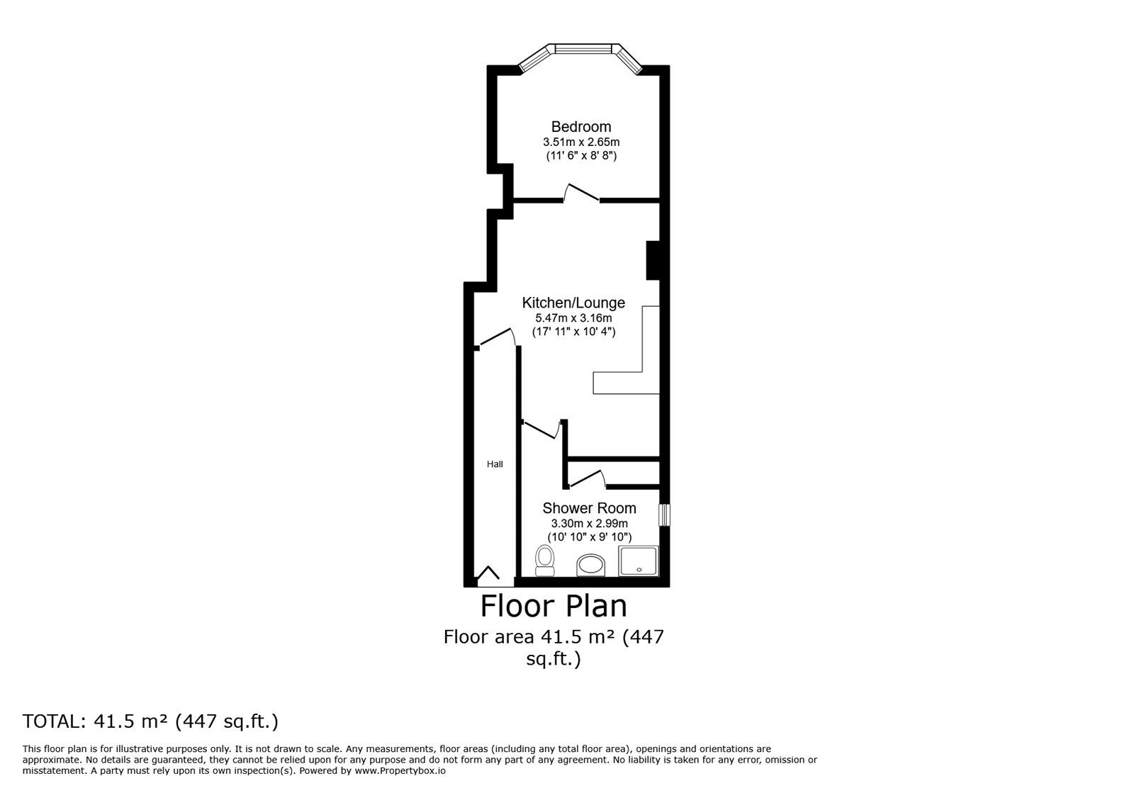 Floorplan of 1 bedroom Flat to rent, Middle Row, Ashford, Kent, TN24