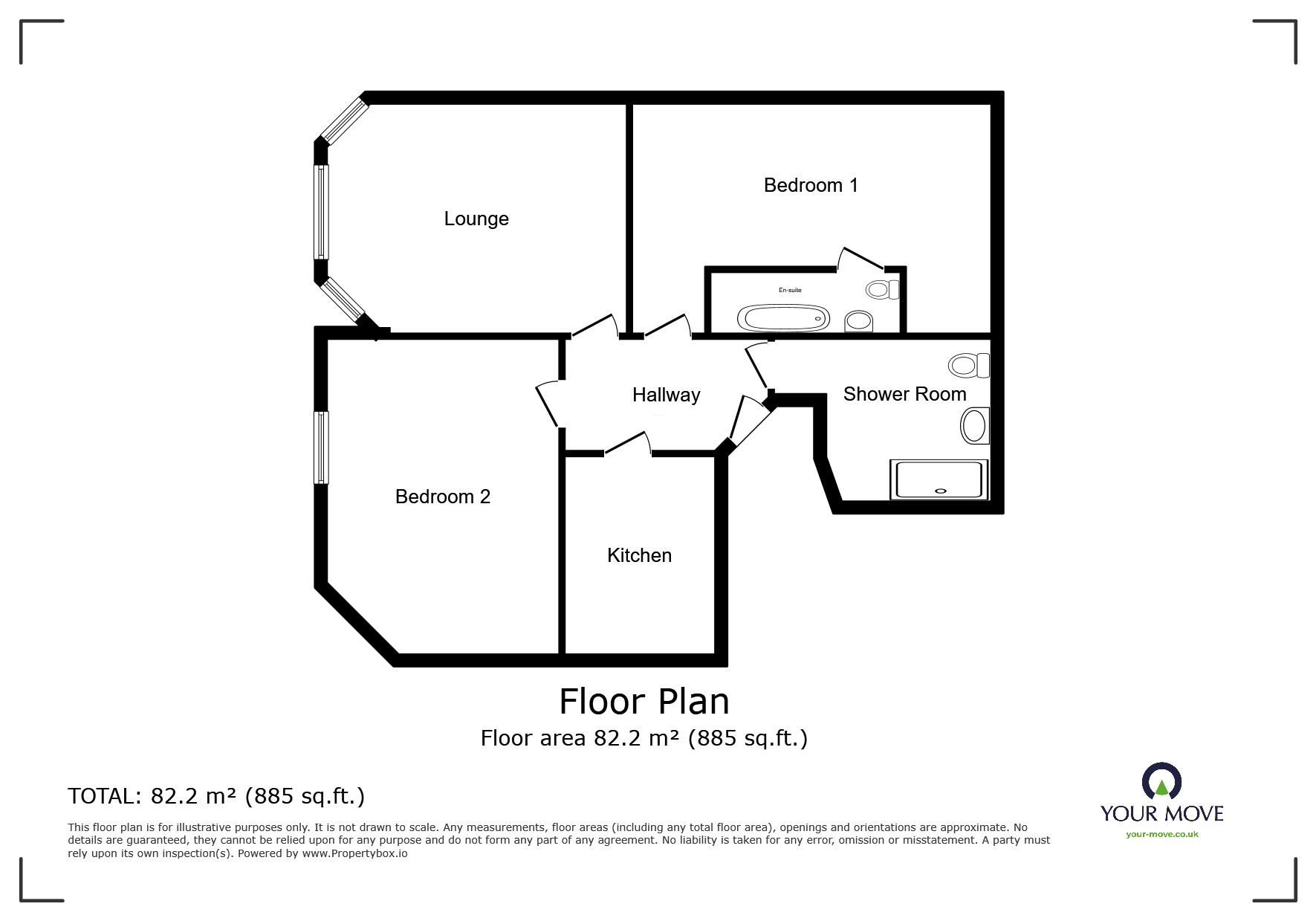 Floorplan of 2 bedroom Mid Terrace Flat to rent, Trinity Crescent, Folkestone, Kent, CT20