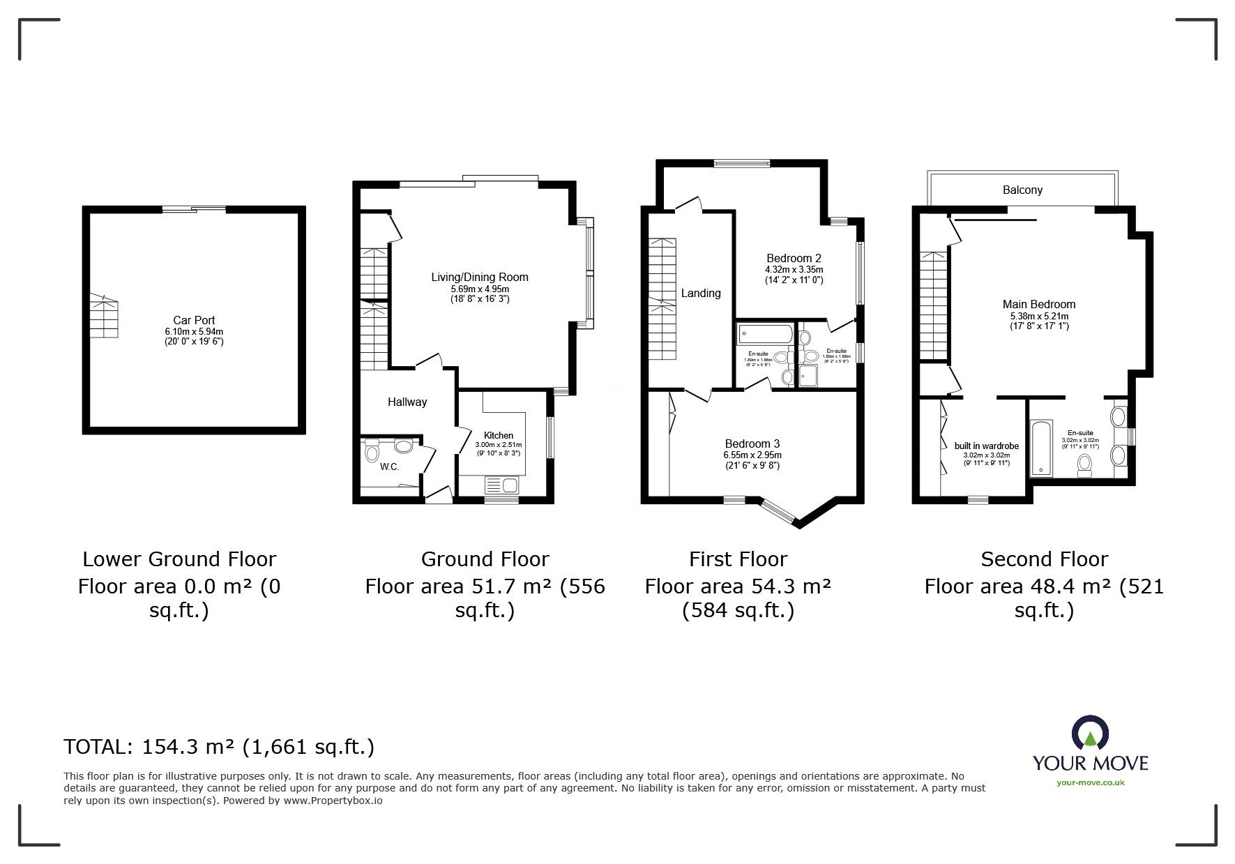 Floorplan of 3 bedroom Mid Terrace House for sale, Riverside Walk, Ashford, Kent, TN23