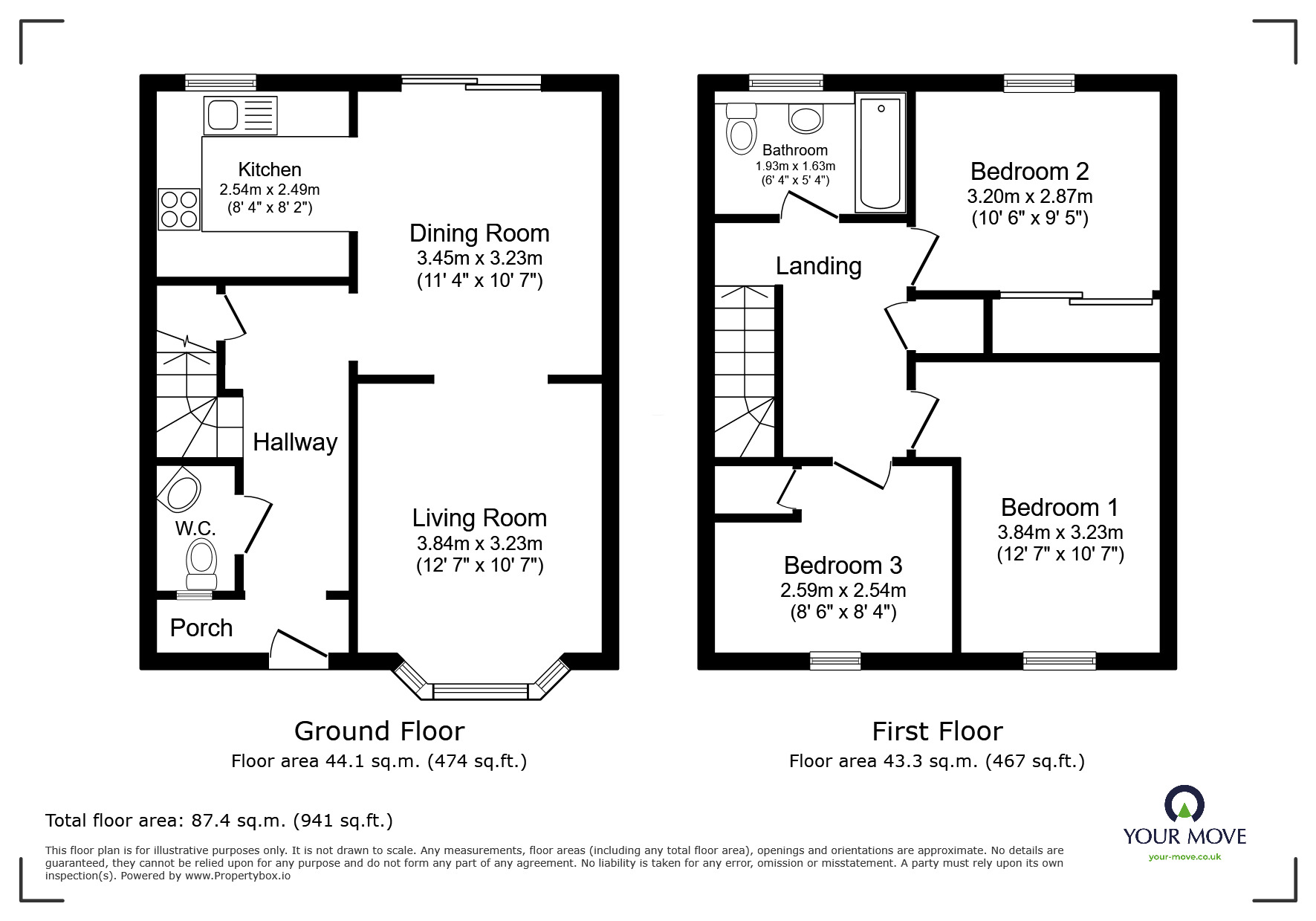 Floorplan of 3 bedroom Mid Terrace House for sale, Old Ash Close, Kennington, Kent, TN24