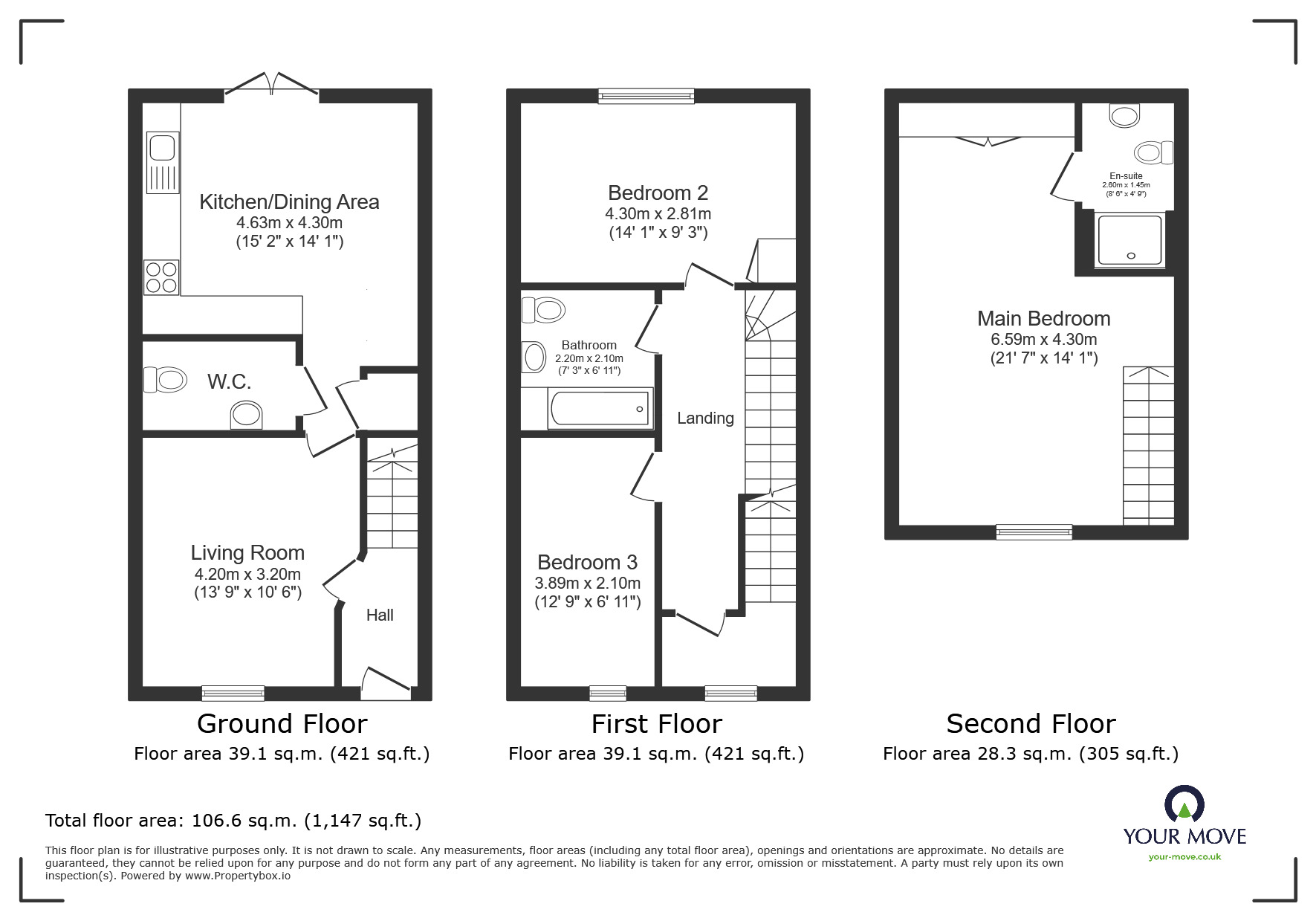 Floorplan of 3 bedroom End Terrace House for sale, Heritage Road, Kingsnorth, Kent, TN25