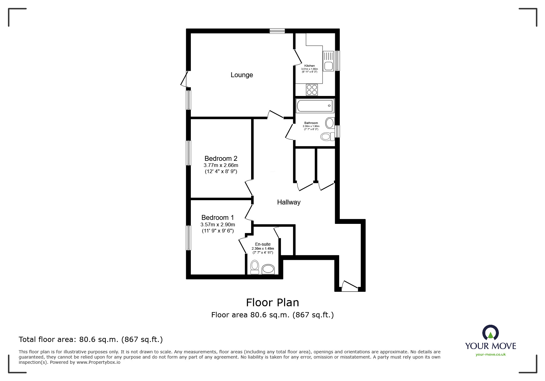 Floorplan of 2 bedroom  Flat for sale, Adams Drive, Willesborough, Kent, TN24