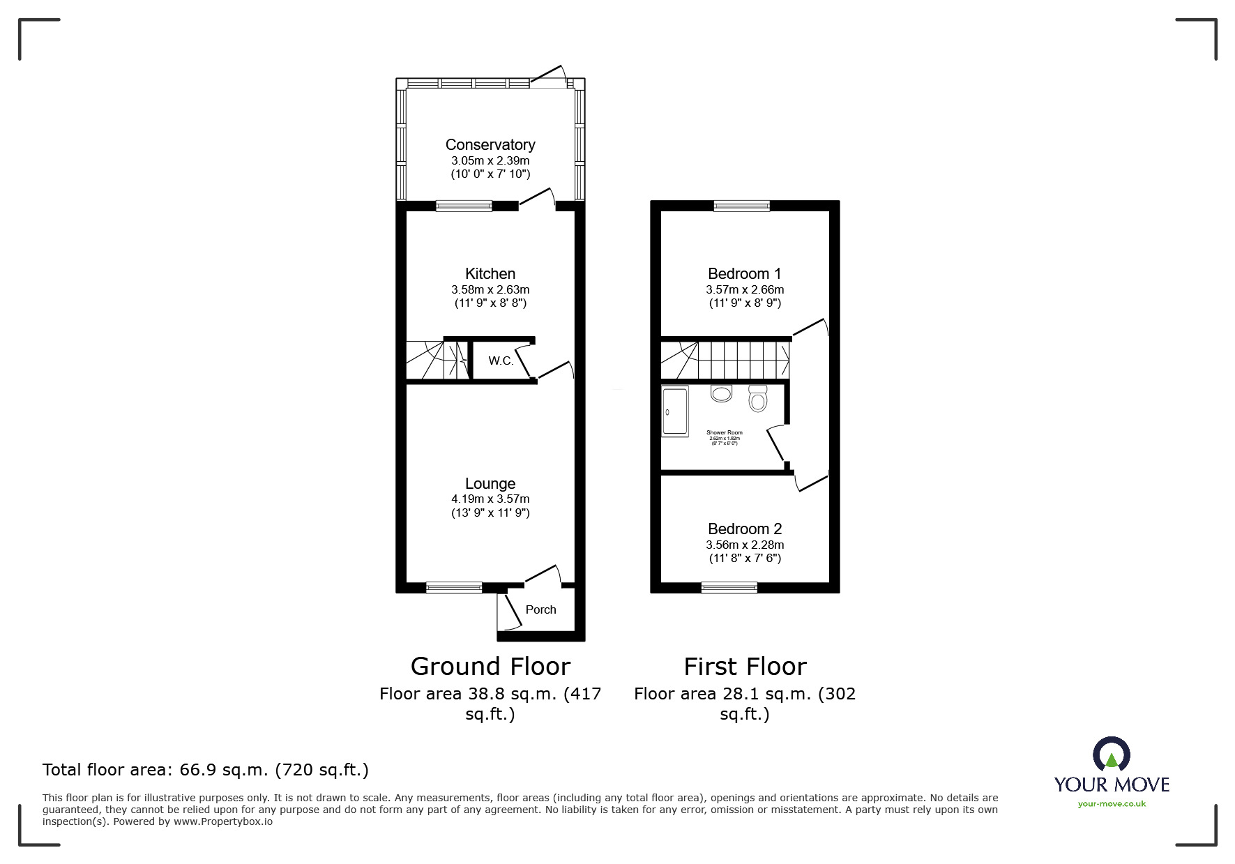 Floorplan of 2 bedroom Mid Terrace House to rent, Willingdon, Ashford, Kent, TN23