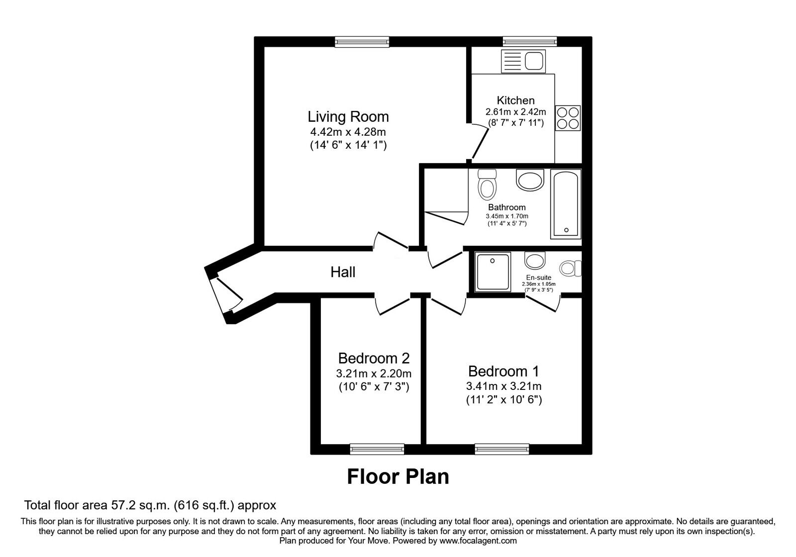 Floorplan of 2 bedroom Flat for sale, Earlsworth Road, Ashford, TN24