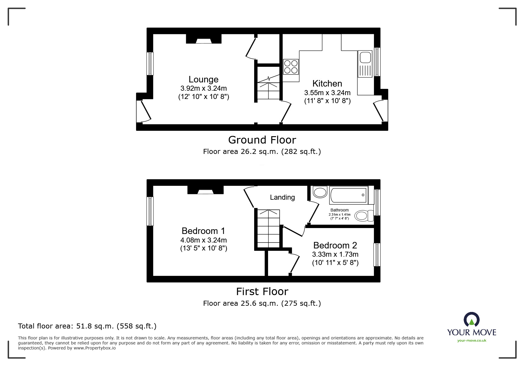 Floorplan of 2 bedroom Mid Terrace House for sale, Barrow Hill Cottages, Ashford, Kent, TN23