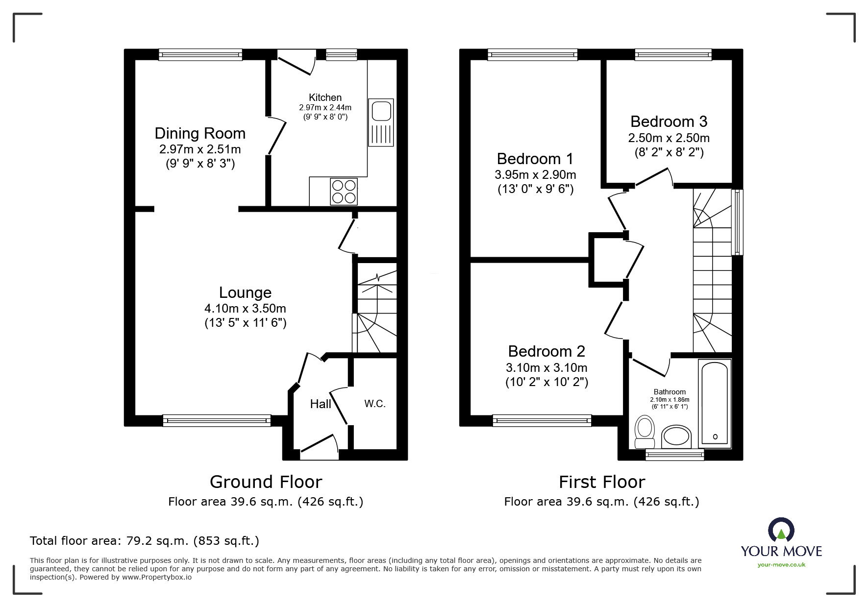 Floorplan of 3 bedroom Semi Detached House for sale, Pembury Place, Ashford, Kent, TN25