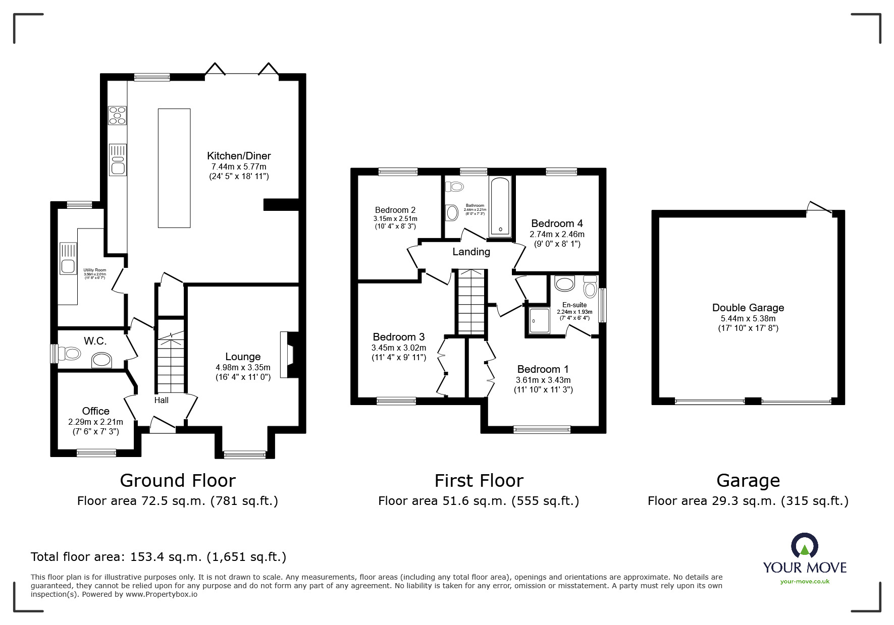 Floorplan of 4 bedroom Detached House for sale, Caesar Avenue, Kingsnorth, Kent, TN23