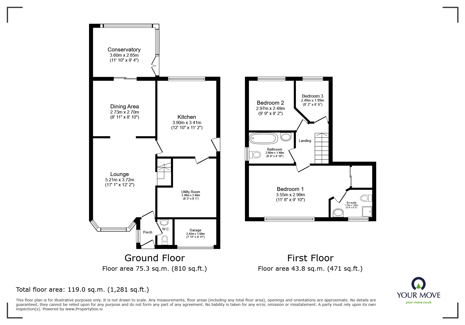 Floorplan of 3 bedroom Detached House for sale, Manor House Drive, Kingsnorth, Kent, TN23