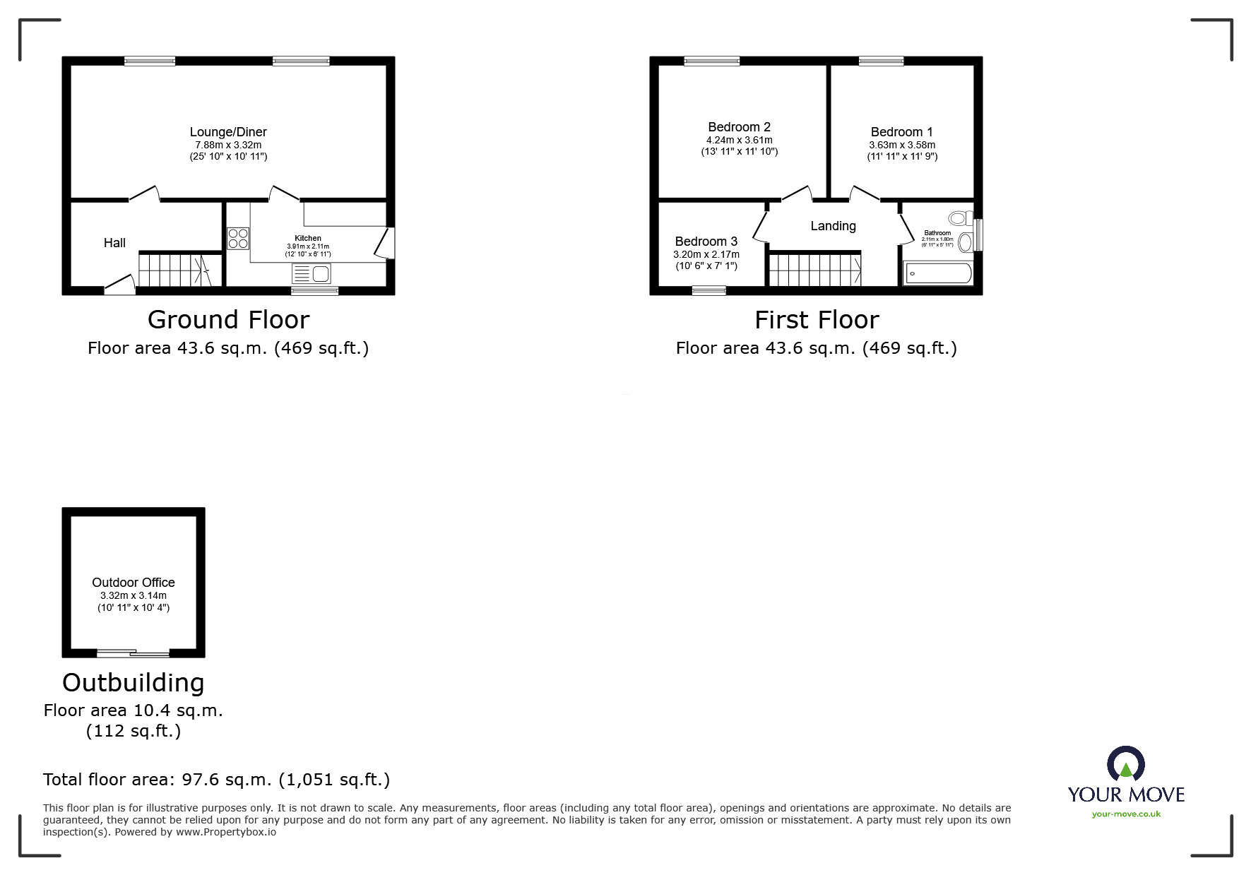 Floorplan of 3 bedroom Semi Detached House for sale, Crocken Hill Road, Egerton, Kent, TN27