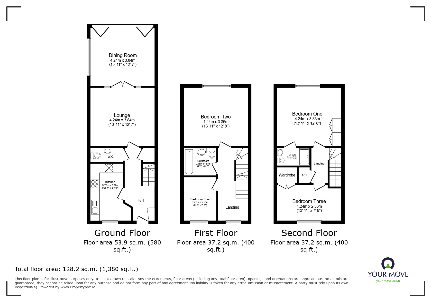 Floorplan of 4 bedroom Semi Detached House for sale, Nearne Way, Folkestone, Kent, CT20