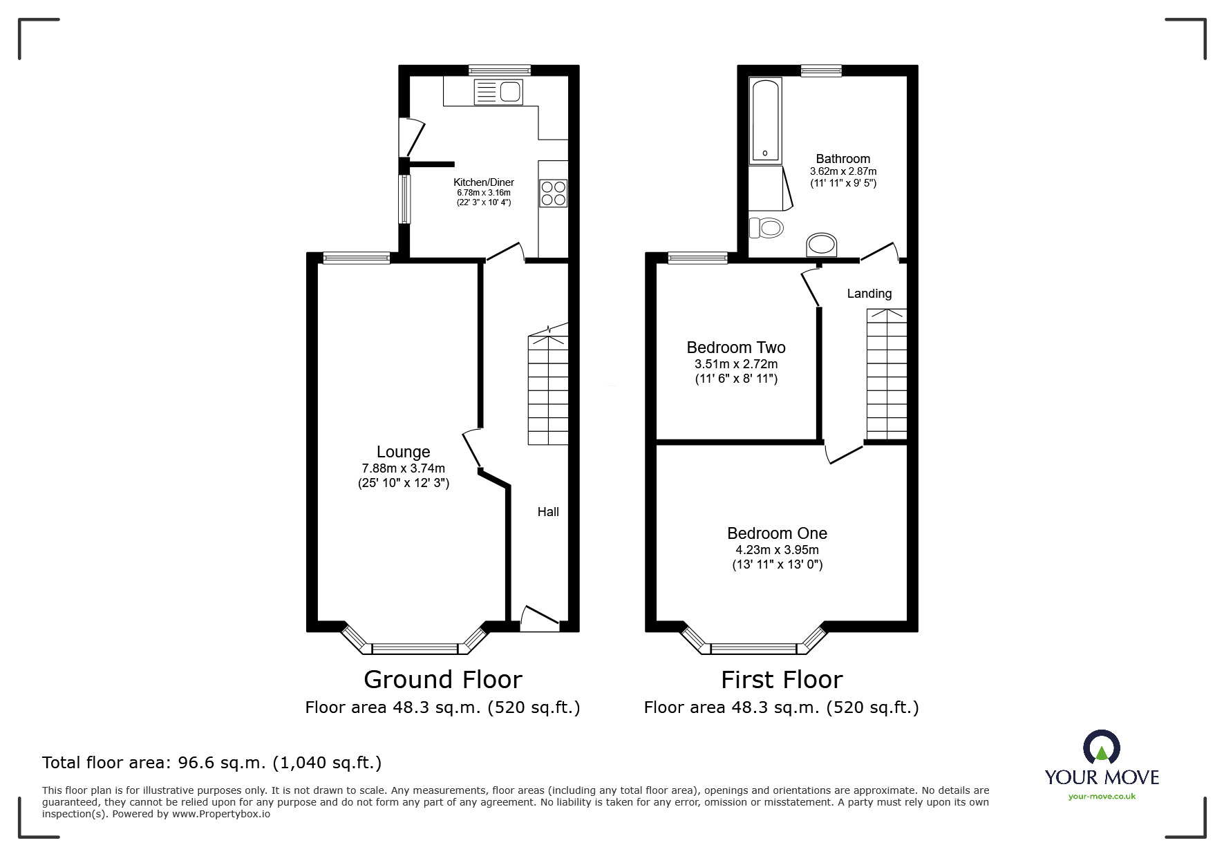 Floorplan of 2 bedroom Mid Terrace House for sale, Russell Road, Folkestone, Kent, CT19