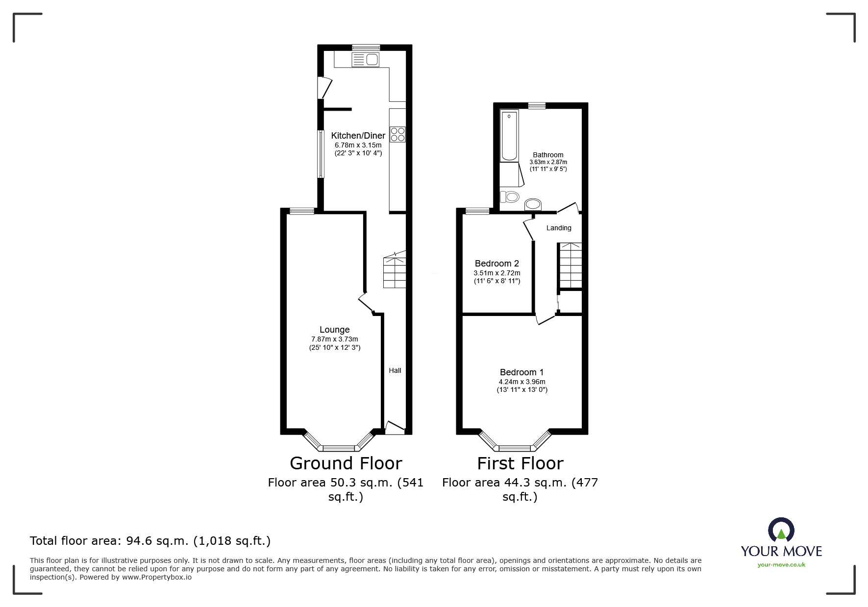 Floorplan of 2 bedroom Mid Terrace House for sale, Russell Road, Folkestone, Kent, CT19
