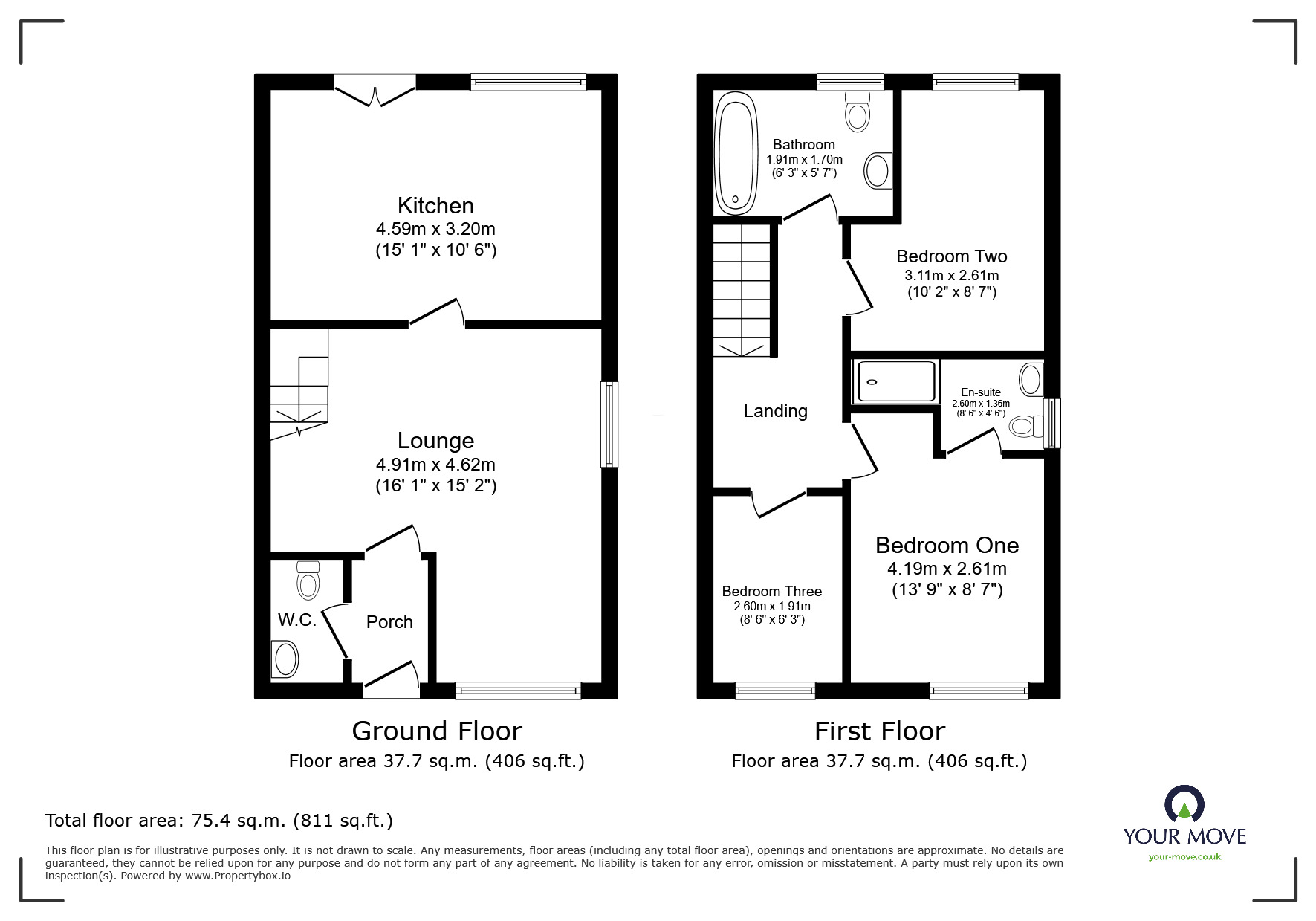 Floorplan of 3 bedroom Semi Detached House to rent, Bennett Close, Hythe, Kent, CT21