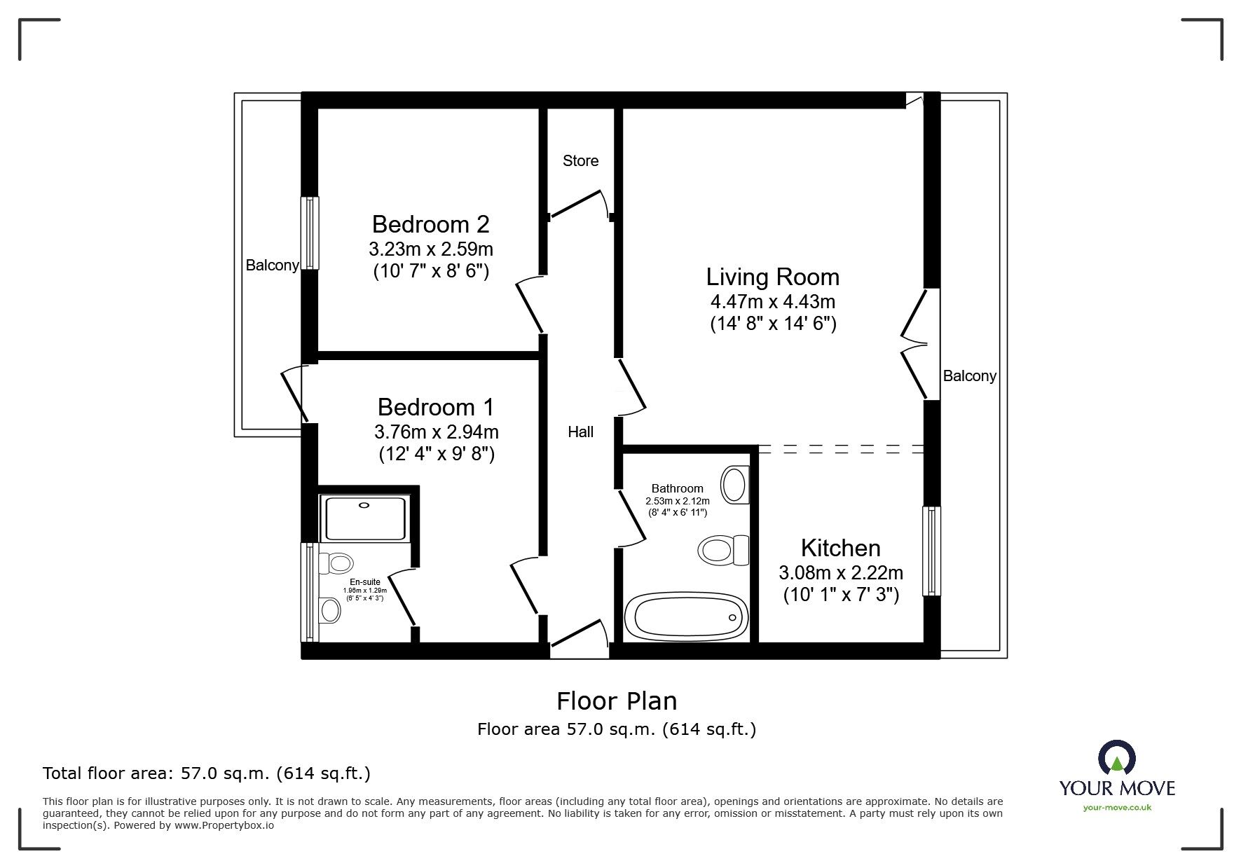 Floorplan of 2 bedroom  Flat to rent, Richmond Meech Drive, Kennington, Kent, TN24