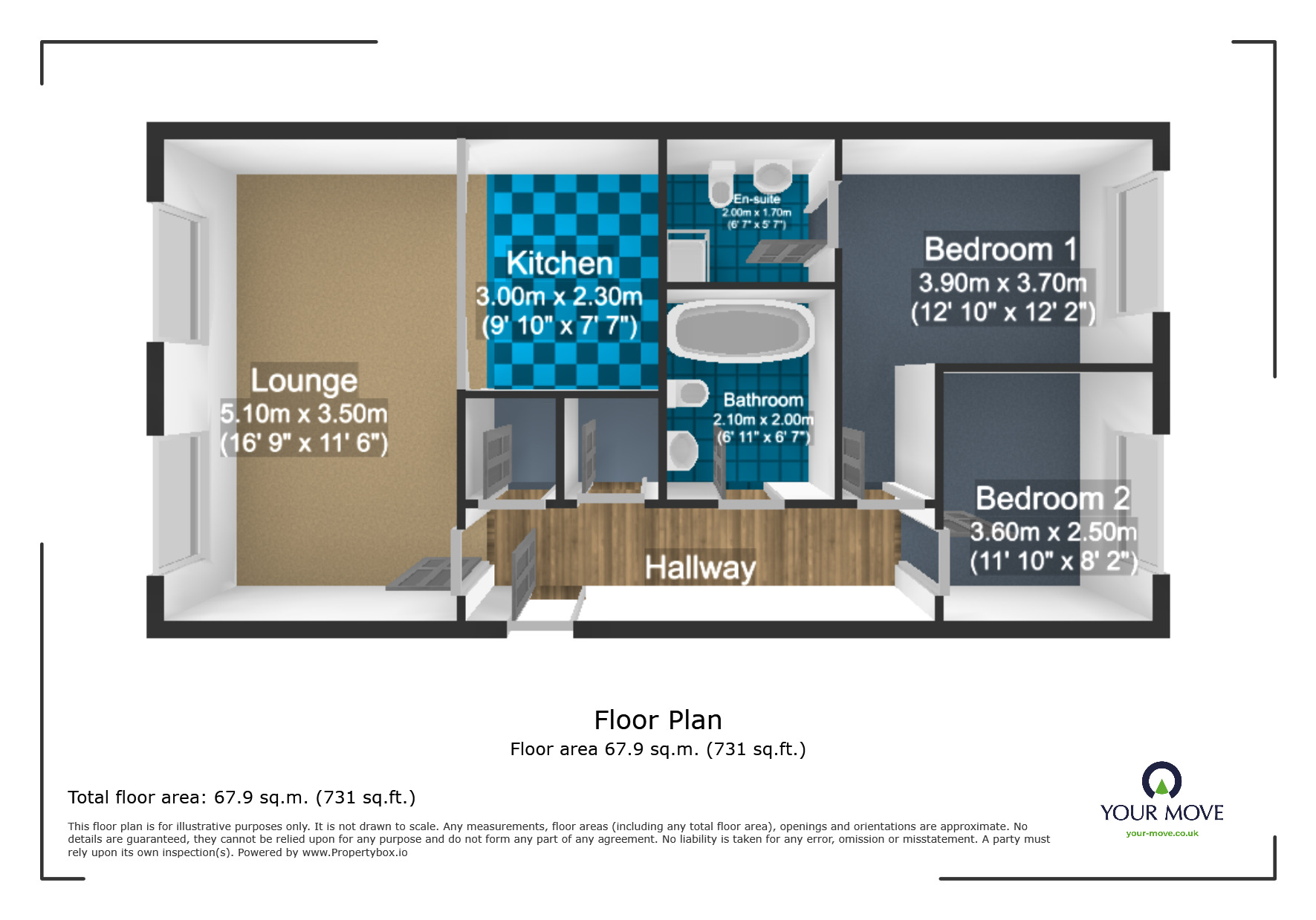 Floorplan of 2 bedroom Flat to rent, George Williams Way, Kennington, Kent, TN24