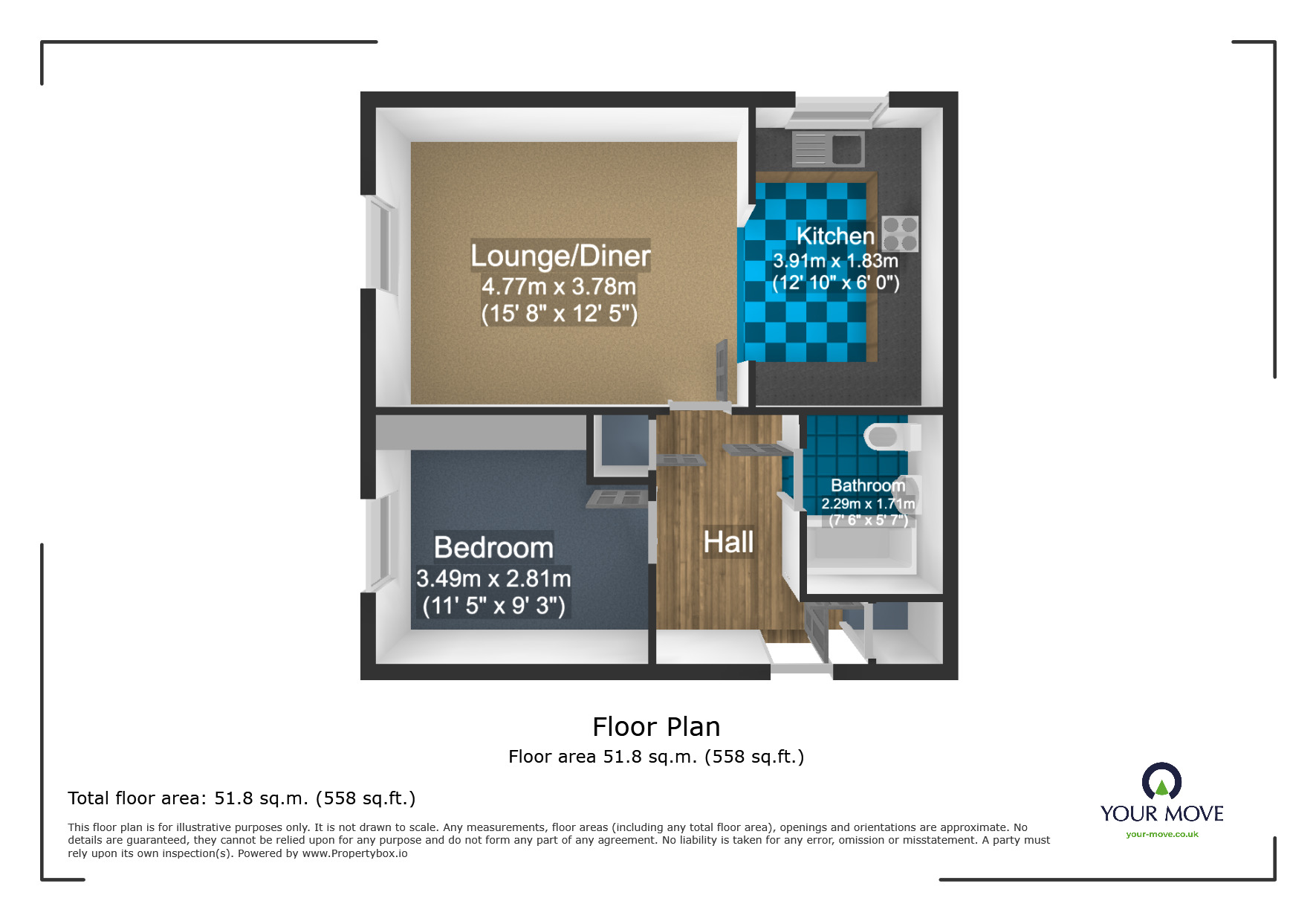 Floorplan of 1 bedroom Flat to rent, The Cedars, Sellindge, Kent, TN25
