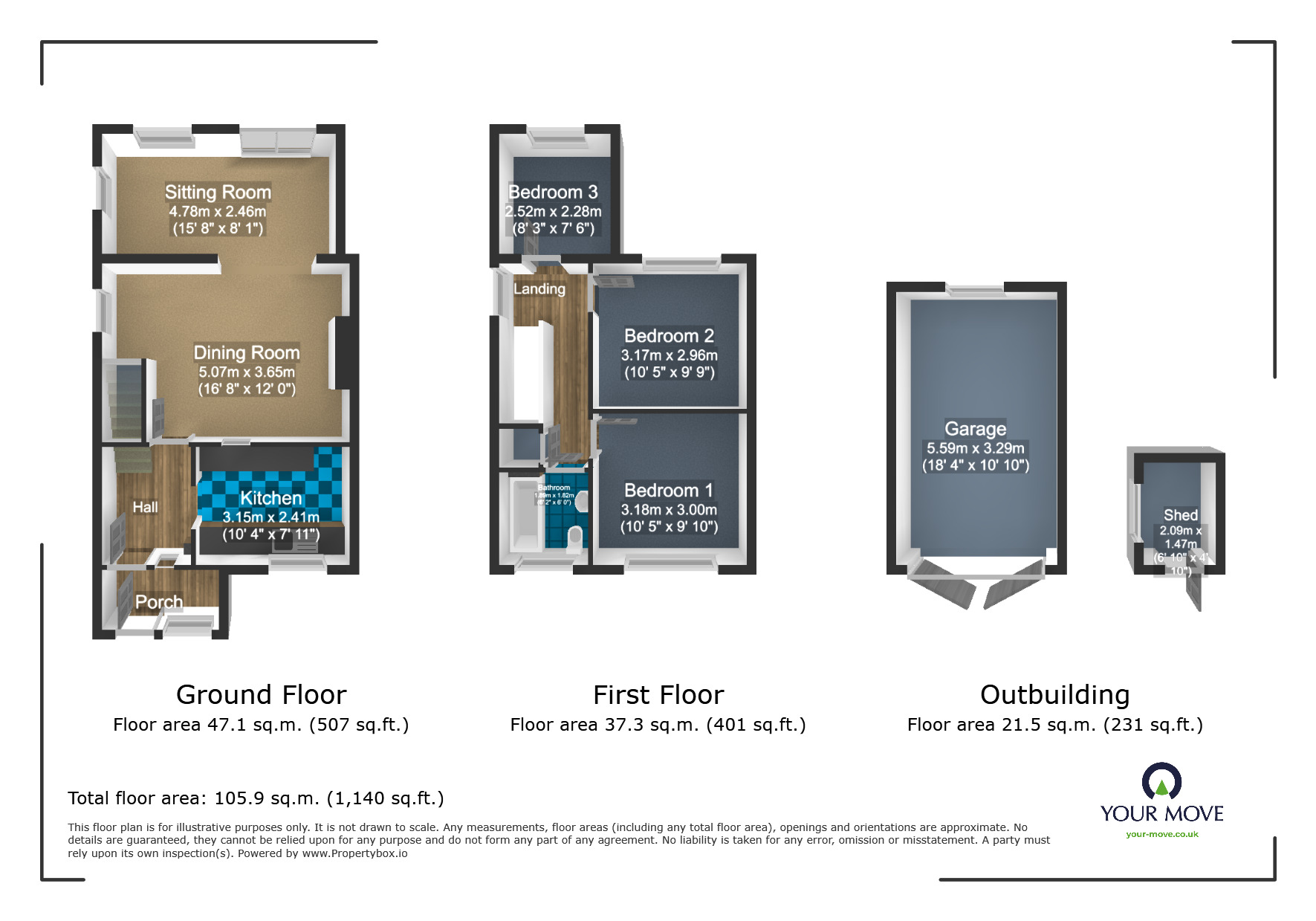 Floorplan of 3 bedroom Semi Detached House for sale, Swallowfield, Willesborough, Kent, TN24