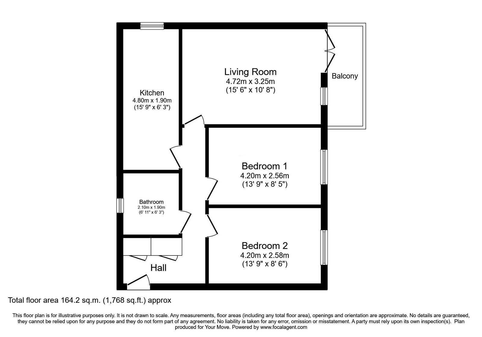 Floorplan of 2 bedroom Flat for sale, Speldhurst Close, Ashford, Kent, TN23