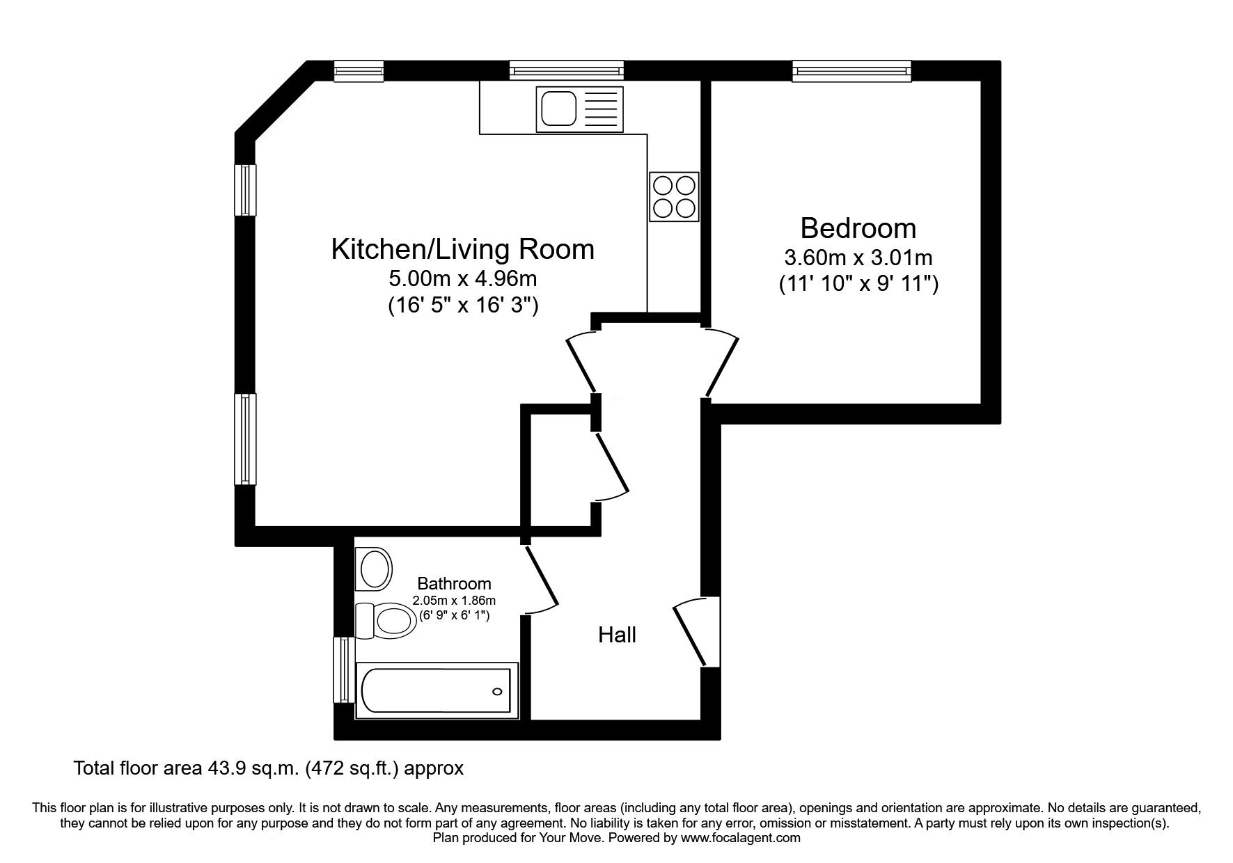 Floorplan of 1 bedroom Flat for sale, Barley Mow View, Ashford, Kent, TN23