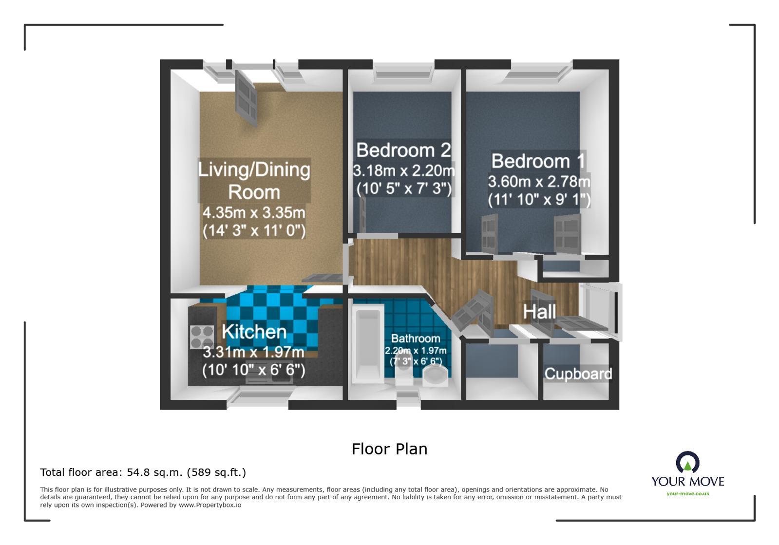 Floorplan of 2 bedroom Flat to rent, Richmond Meech Drive, Kennington, Kent, TN24