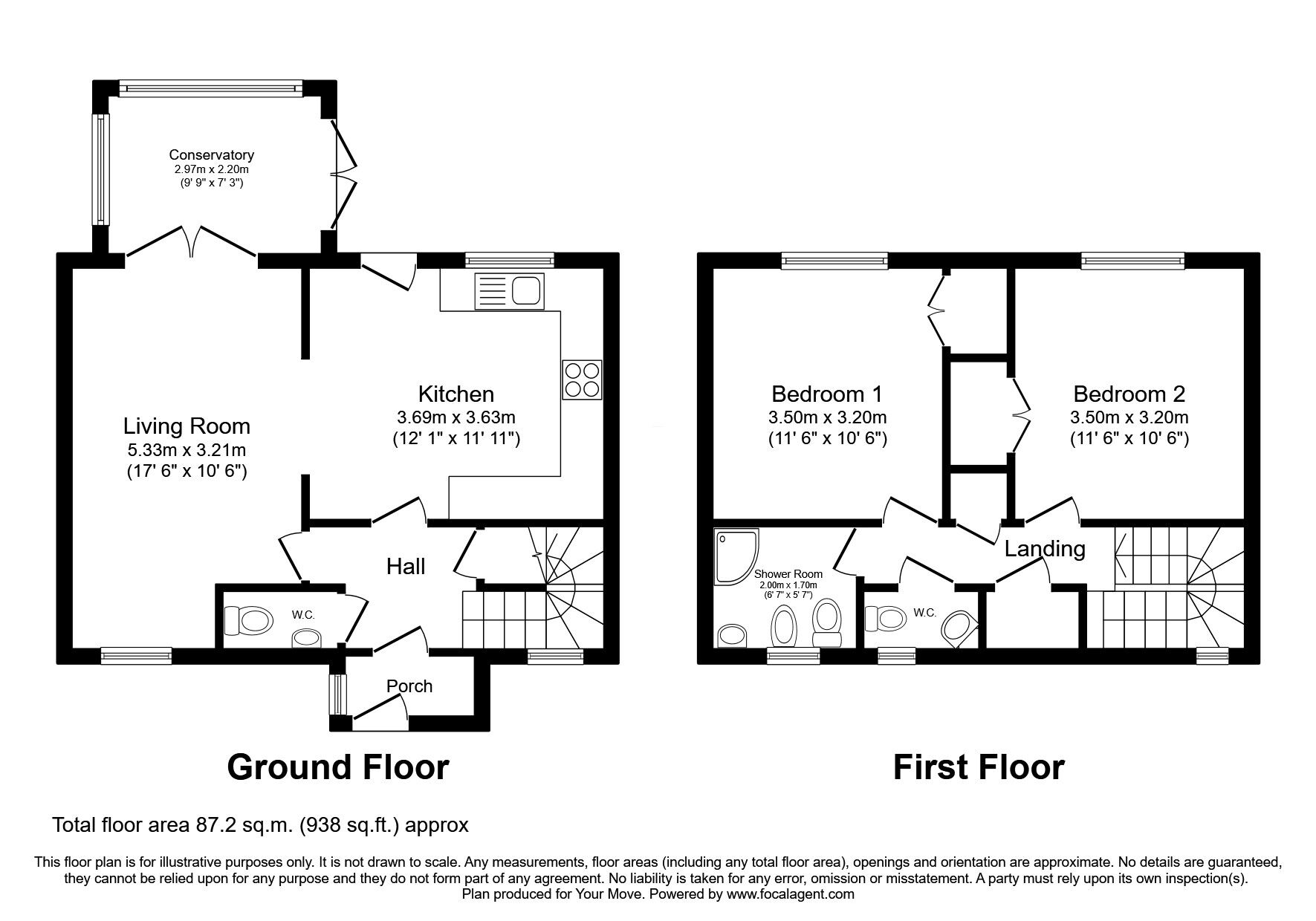 Floorplan of 2 bedroom Mid Terrace House for sale, Clockhouse, Ashford, Kent, TN23