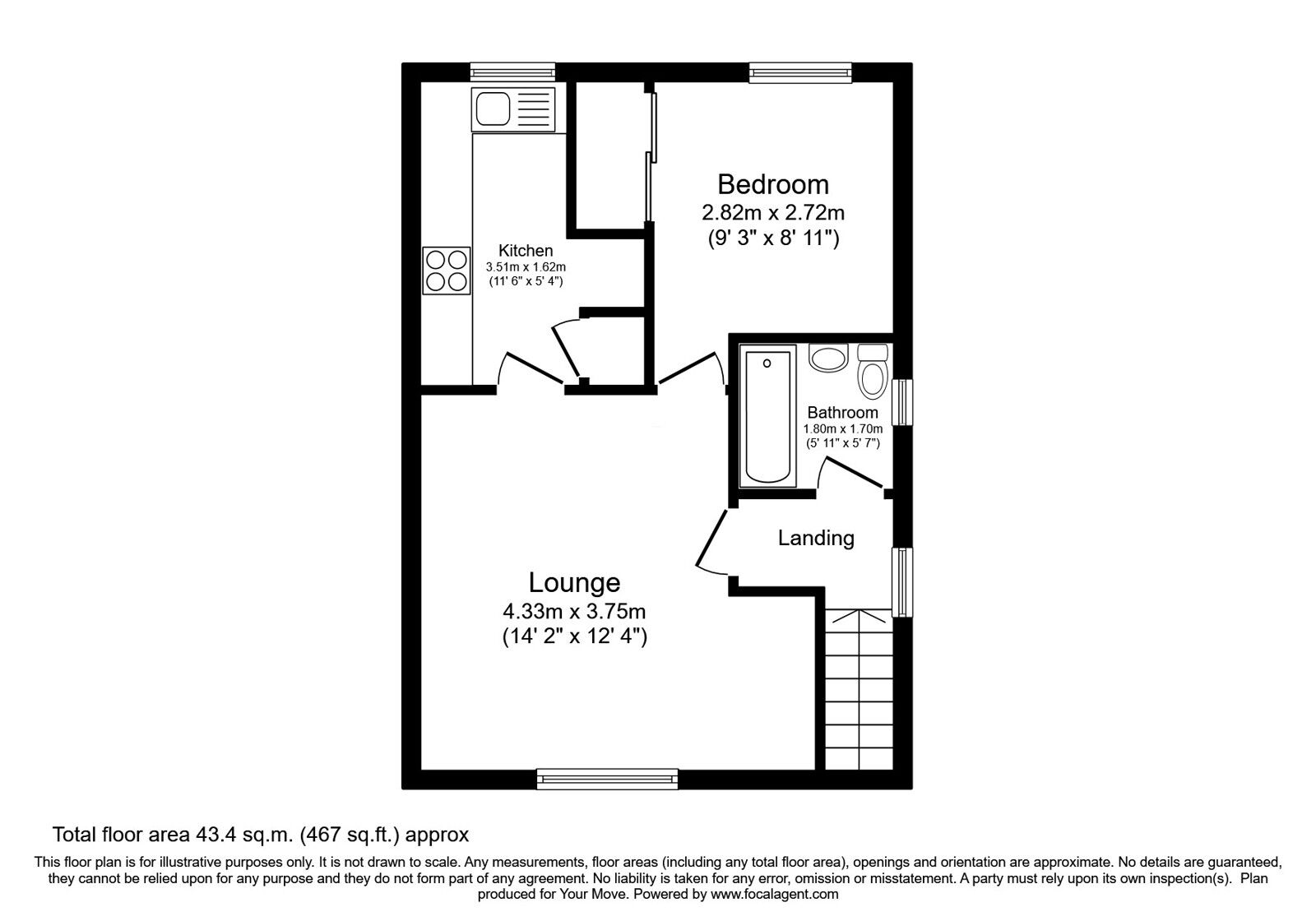 Floorplan of 1 bedroom End Terrace Flat for sale, Firs Lane, Folkestone, Kent, CT19