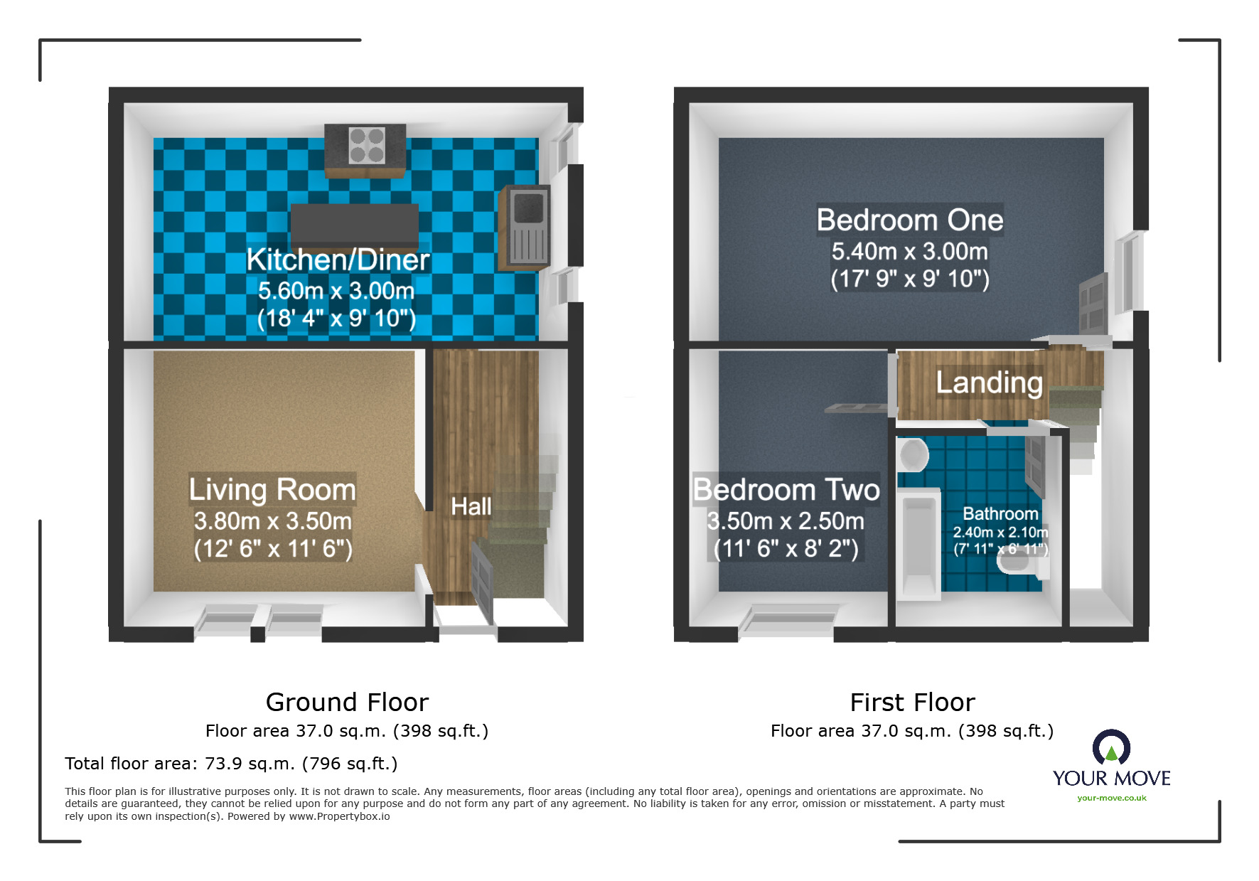 Floorplan of 2 bedroom House to rent, Eastern Avenue, Ashford, Kent, TN23