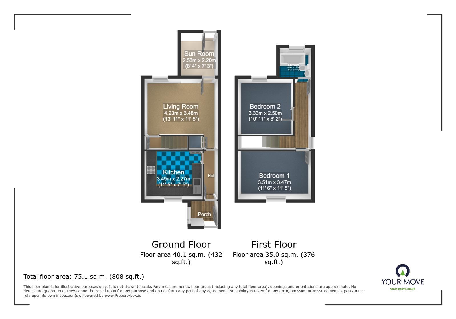 Floorplan of 2 bedroom End Terrace House to rent, Osborne Road, Willesborough, Kent, TN24