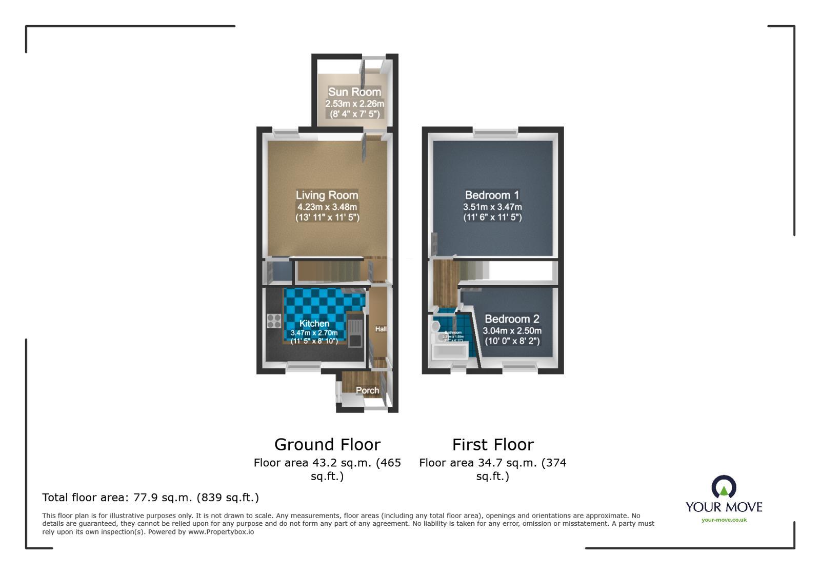 Floorplan of 2 bedroom End Terrace House to rent, Osborne Road, Willesborough, Kent, TN24