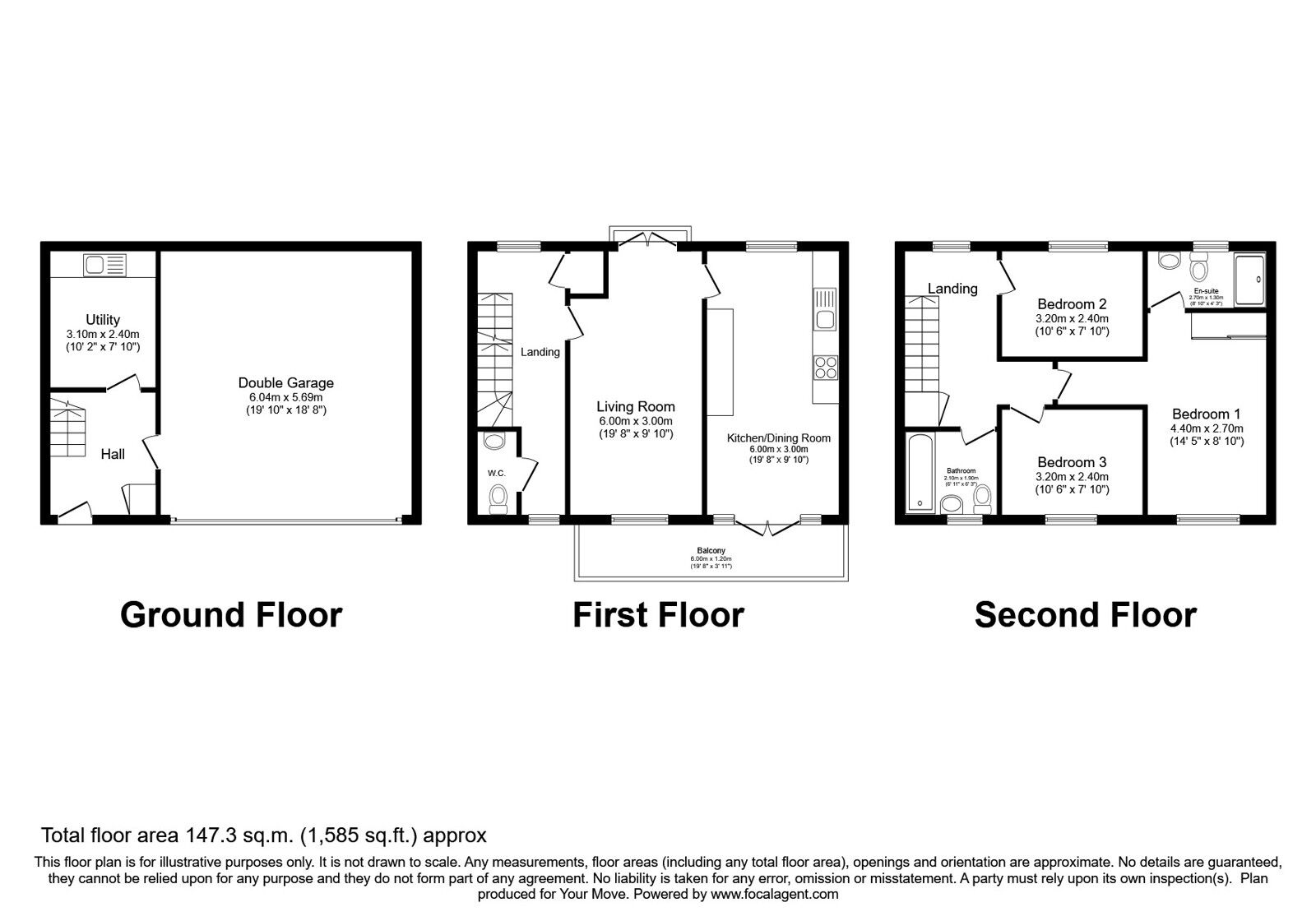 Floorplan of 3 bedroom Detached House for sale, Neptune Drive, Folkestone, Kent, CT20