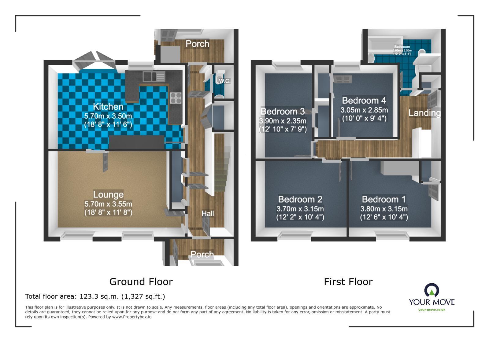 Floorplan of 4 bedroom End Terrace House to rent, Newenden Close, Ashford, Kent, TN23