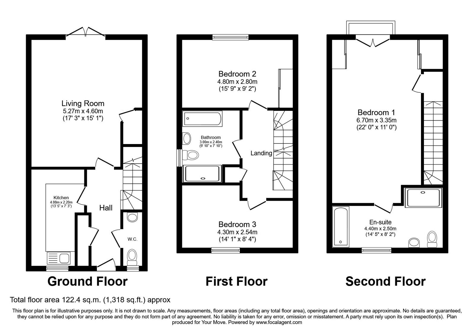 Floorplan of 3 bedroom Semi Detached House for sale, Woodland Rise, Chilmington Green, Kent, TN23