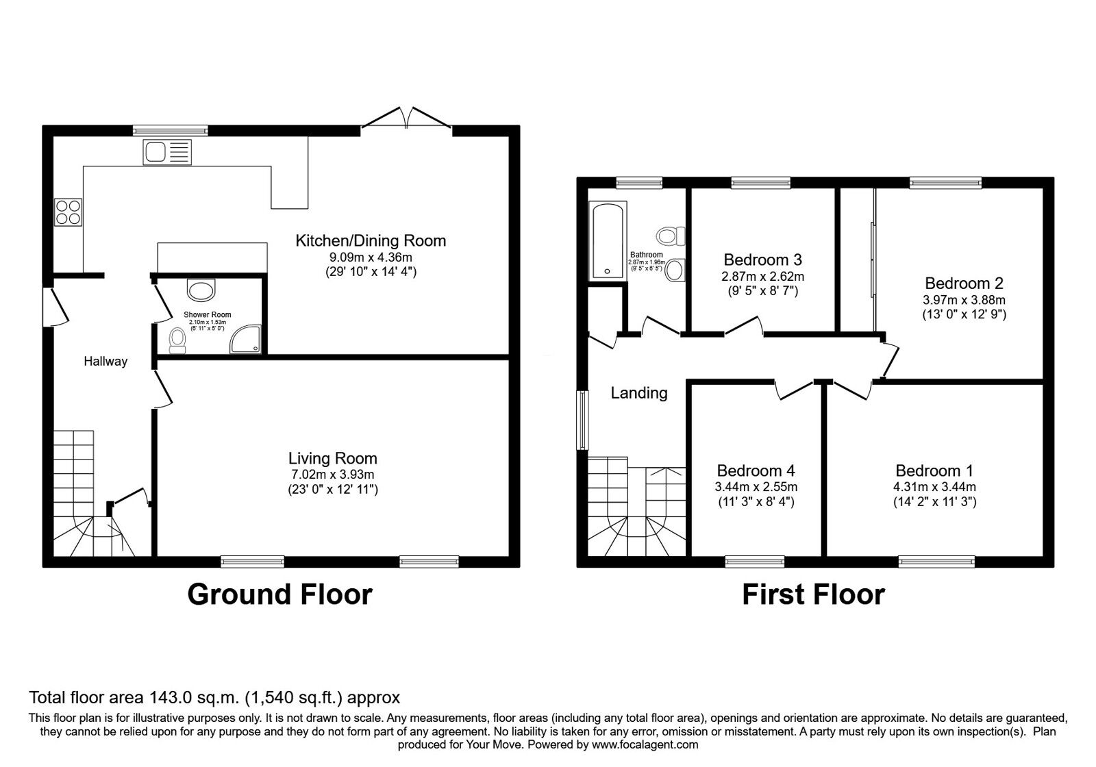 Floorplan of 4 bedroom Semi Detached House for sale, Valebrook Close, Folkestone, Kent, CT20