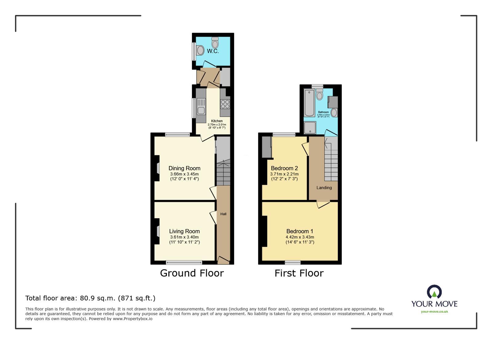 Floorplan of 2 bedroom End Terrace House to rent, Hunter Road, Willesborough, Kent, TN24