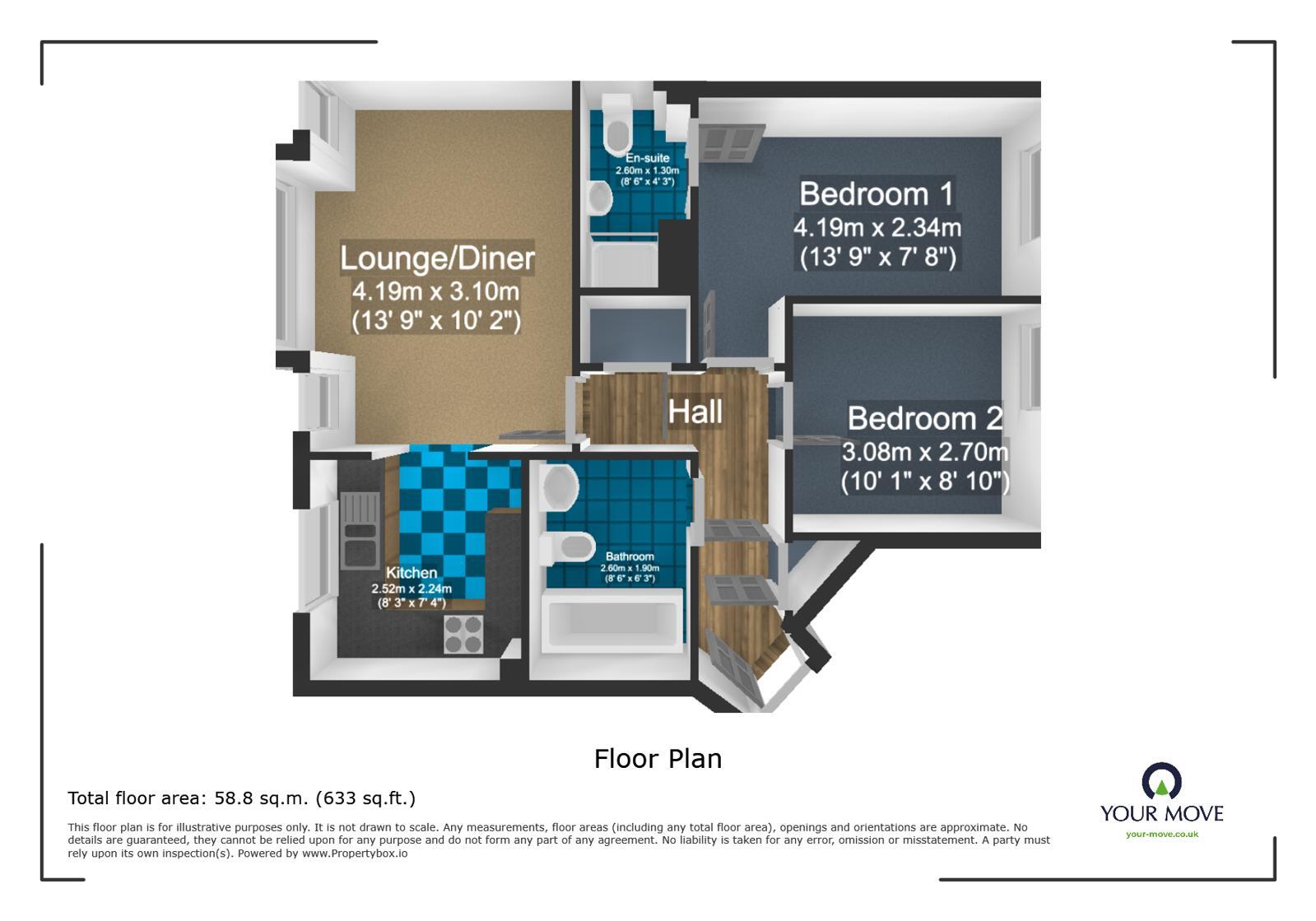 Floorplan of 2 bedroom Flat to rent, Kings Prospect, Ashford, Kent, TN24